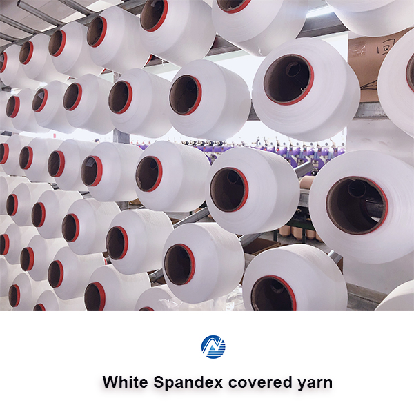 filato ricoperto di spandex bianco